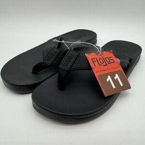 Flojos Men's Black Flip Flop Sandals Size 11 Cushioned Casual Beach Comfort